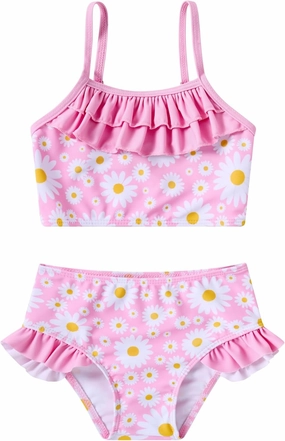 Little Girls Two Piece Mermaid Bikini Set Ruffle Adjustable Summer Beach Bathing Swimsuit 3-7 Years for Kids