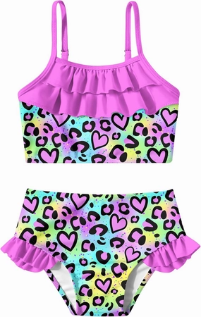 Little Girls Two Piece Mermaid Bikini Set Ruffle Adjustable Summer Beach Bathing Swimsuit 3-7 Years for Kids
