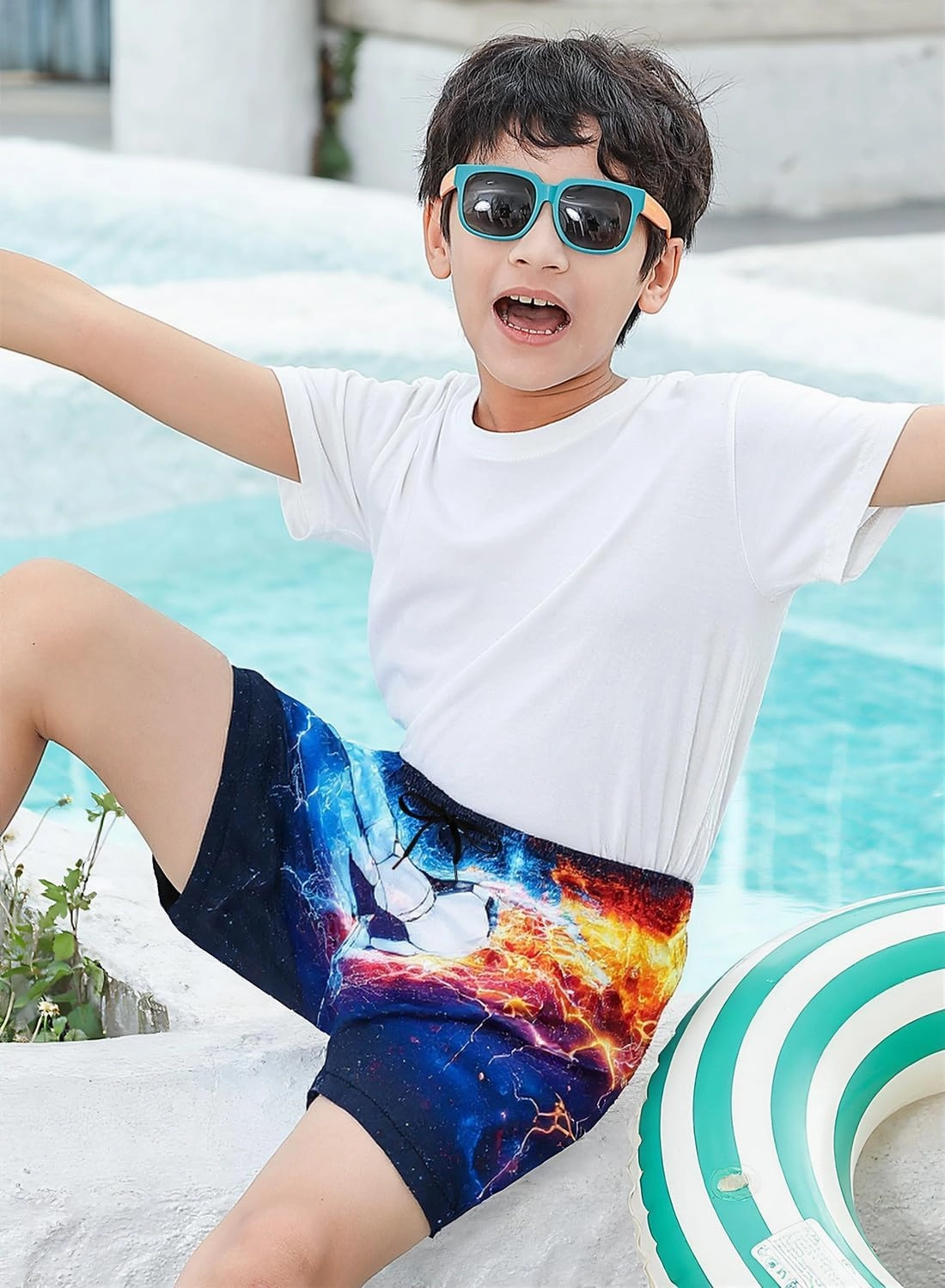 Lovekider 5-16 Years Boys Swim Trunks with Compression Liner Waterproof Quick Dry Swimwear Bathing Suits