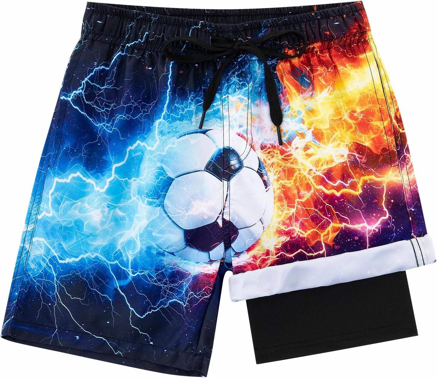 Lovekider 5-16 Years Boys Swim Trunks with Compression Liner Waterproof Quick Dry Swimwear Bathing Suits