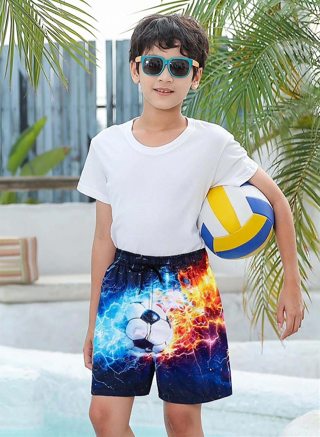 Lovekider 5-16 Years Boys Swim Trunks with Compression Liner Waterproof Quick Dry Swimwear Bathing Suits