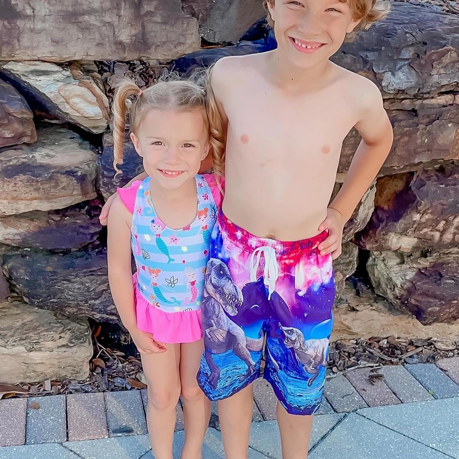 Lovekider Boys 3D Printed Funny Swim Trunks Casual Quick-Drying Beach Pant Sports Running Swim Surf Board Shorts 3-12 Years