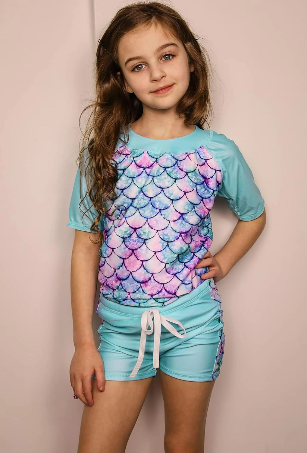 Lovekider Girls Swimsuits Two Piece Rash Guard Set Short Sleeve Bathing Suit Liner Swimwear with UPF 50  Sun Protection 3-12T