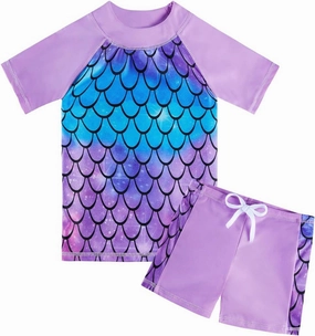 Lovekider Girls Swimsuits Two Piece Rash Guard Set Short Sleeve Bathing Suit Liner Swimwear with UPF 50  Sun Protection 3-12T