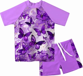 Lovekider Girls Swimsuits Two Piece Rash Guard Set Short Sleeve Bathing Suit Liner Swimwear with UPF 50  Sun Protection 3-12T