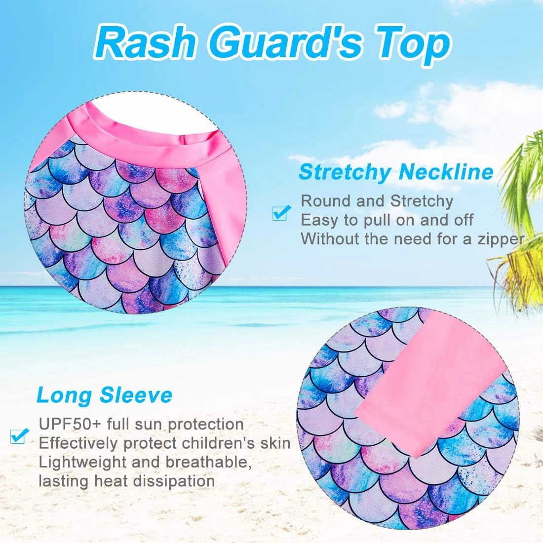 Lovekider Little Girls Swimsuits Two Pieces Swimwears Rash Guard Set Long Sleeve UPF50  Bathing Suit for Beach 2-10T
