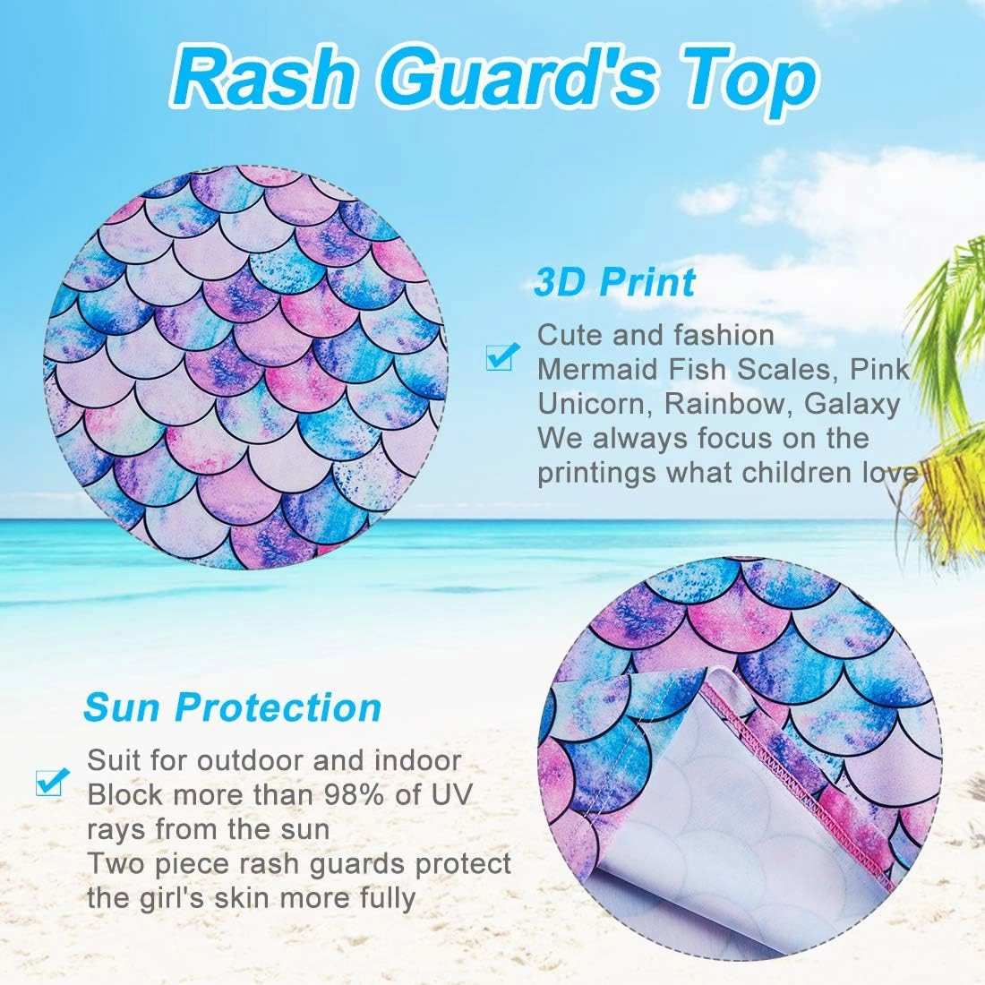 Lovekider Little Girls Swimsuits Two Pieces Swimwears Rash Guard Set Long Sleeve UPF50  Bathing Suit for Beach 2-10T