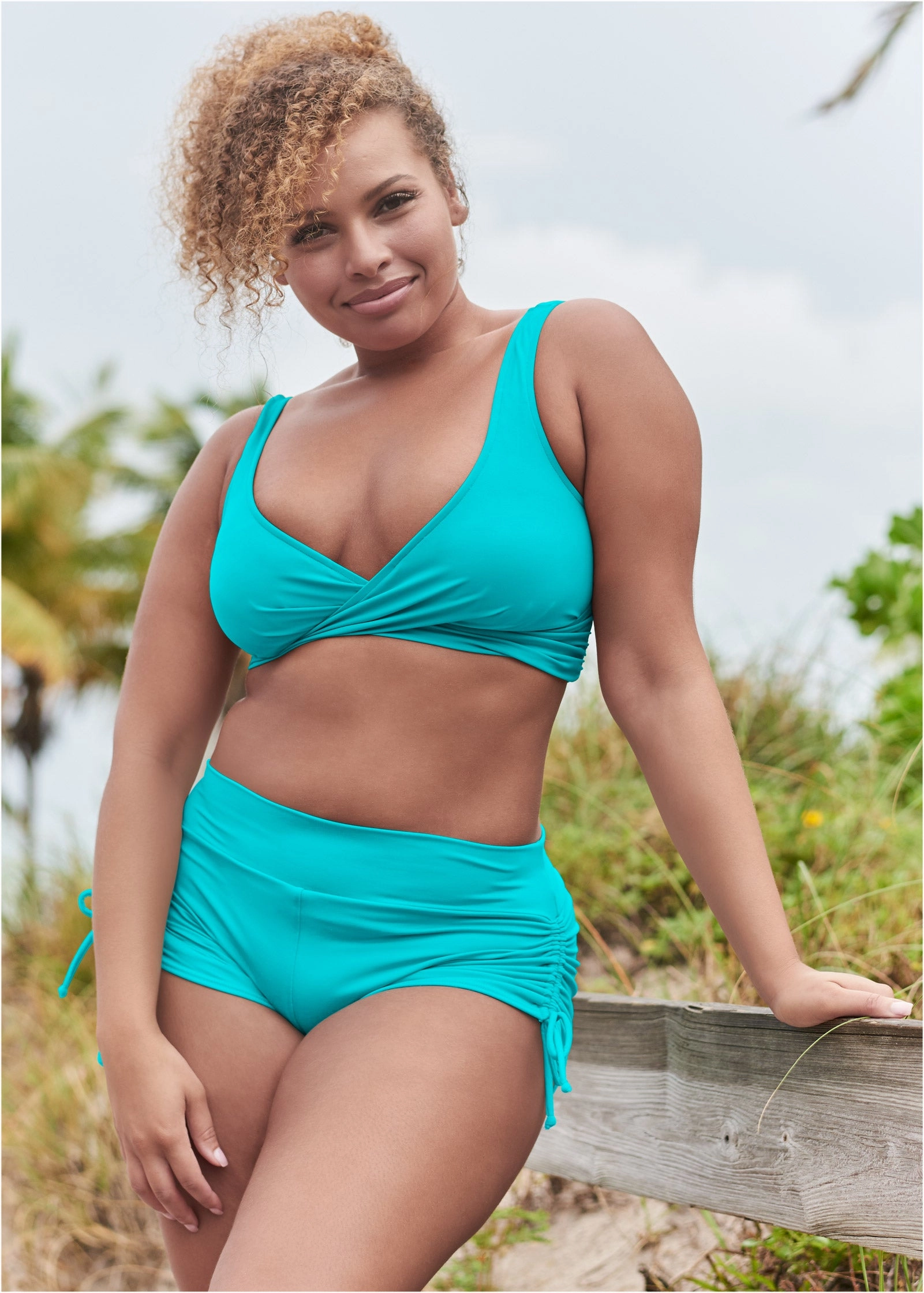 Lovely Lift Wrap Bikini Top - Aqua Reef