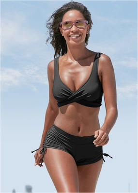 Lovely Lift Wrap Bikini Top - Black Beauty