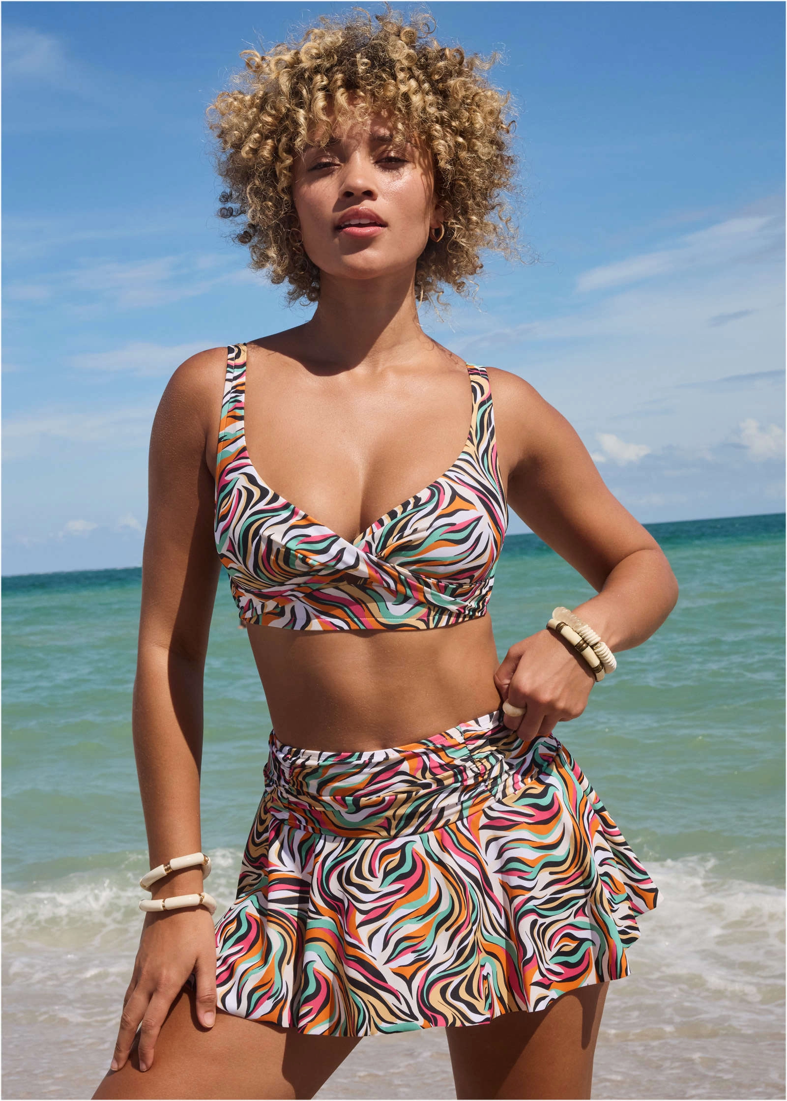 Lovely Lift Wrap Top - Earth Swirls
