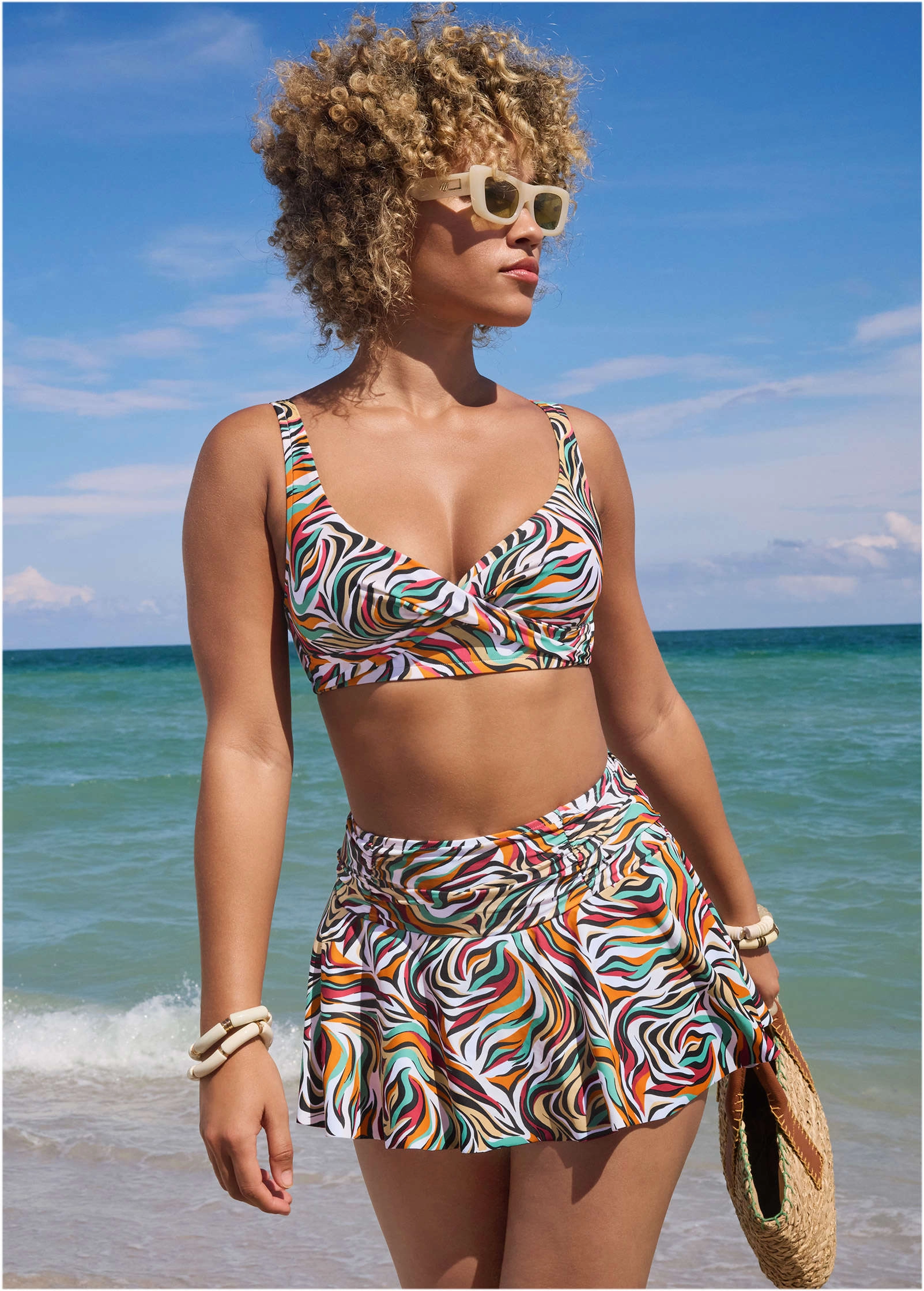 Lovely Lift Wrap Top - Earth Swirls
