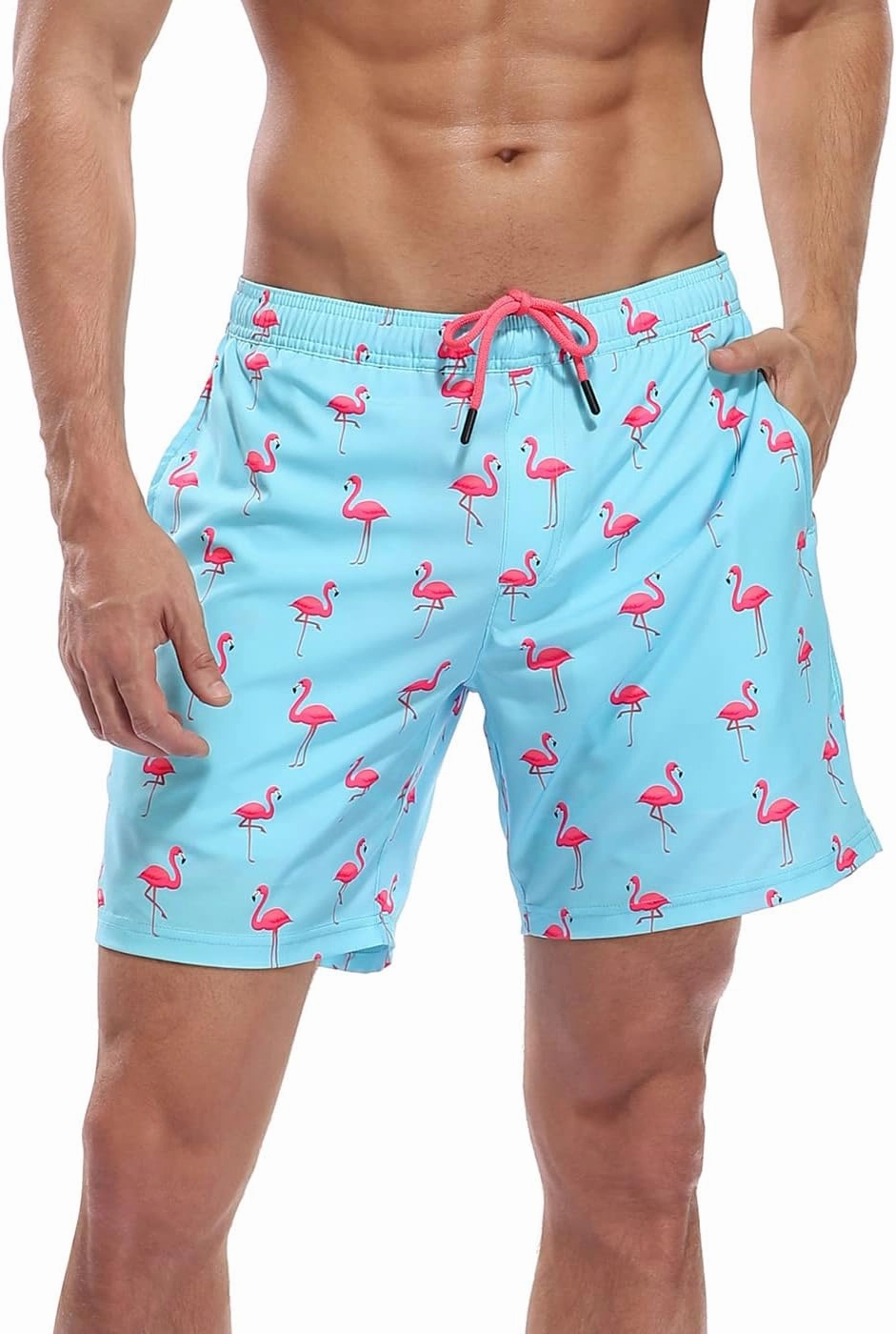 LRD Mens Swim Trunks with Compression Liner 7 inch Inseam Quick Dry Swim Shorts