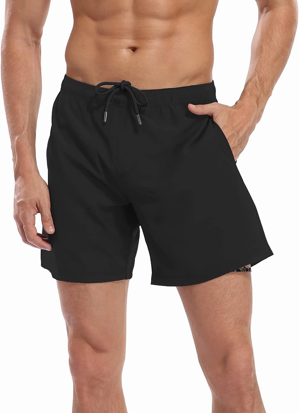 LRD Mens Swim Trunks with Compression Liner 7 inch Inseam Quick Dry Swim Shorts