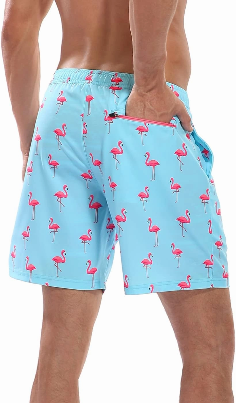 LRD Mens Swim Trunks with Compression Liner 7 inch Inseam Quick Dry Swim Shorts