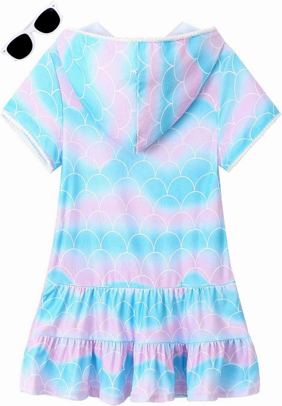 LUCKYGAL Girls Swim Cover Up Kids Swimsuit Coverup Terry Zip-Up Beach Bathing Suit Wraps with Sunglasses