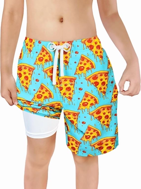 LUCOWEE Boys Swim Trunks Zipper Pockets Compression Liner Anti Chafe Swimsuit Bathing Beach Shorts Surf Quick Dry UPF 50 