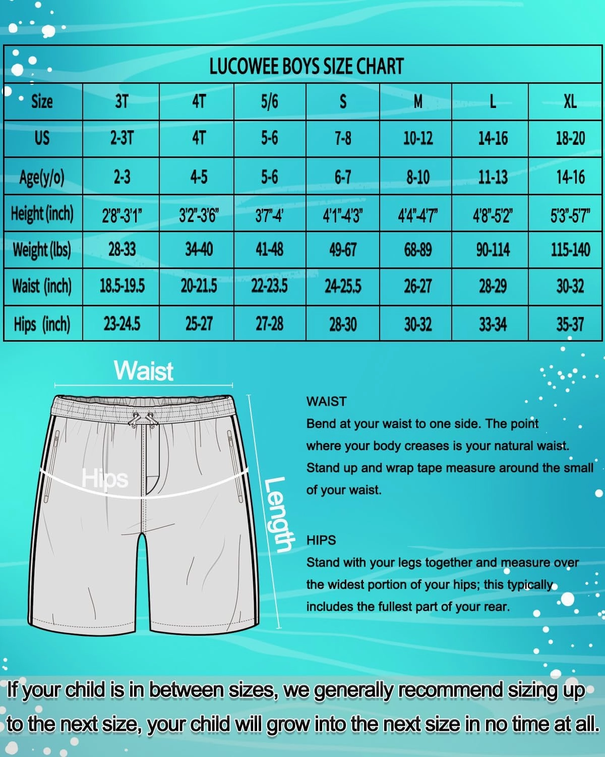 LUCOWEE Boys Swim Trunks Zipper Pockets Compression Liner Anti Chafe Swimsuit Bathing Beach Shorts Surf Quick Dry UPF 50 