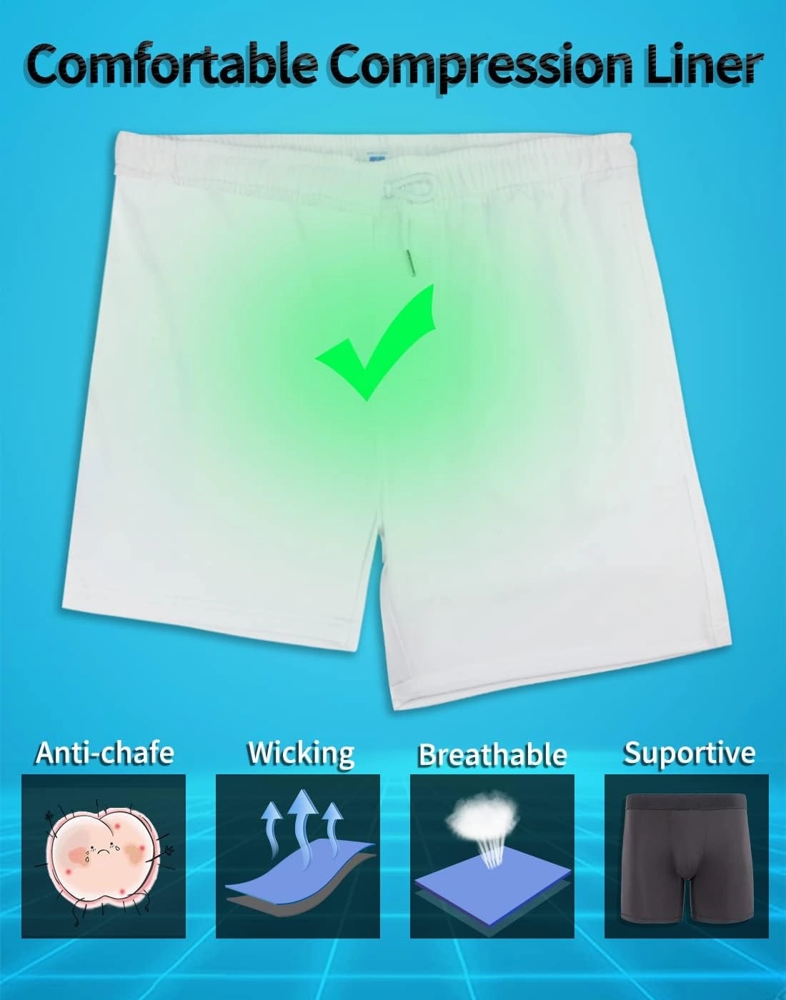 LUCOWEE Mens Swim Trunks with Compression Liner Anti Chafe Quick Dry UPF 50  Swimming Shorts 5" 7" Inseam Bathing Suit