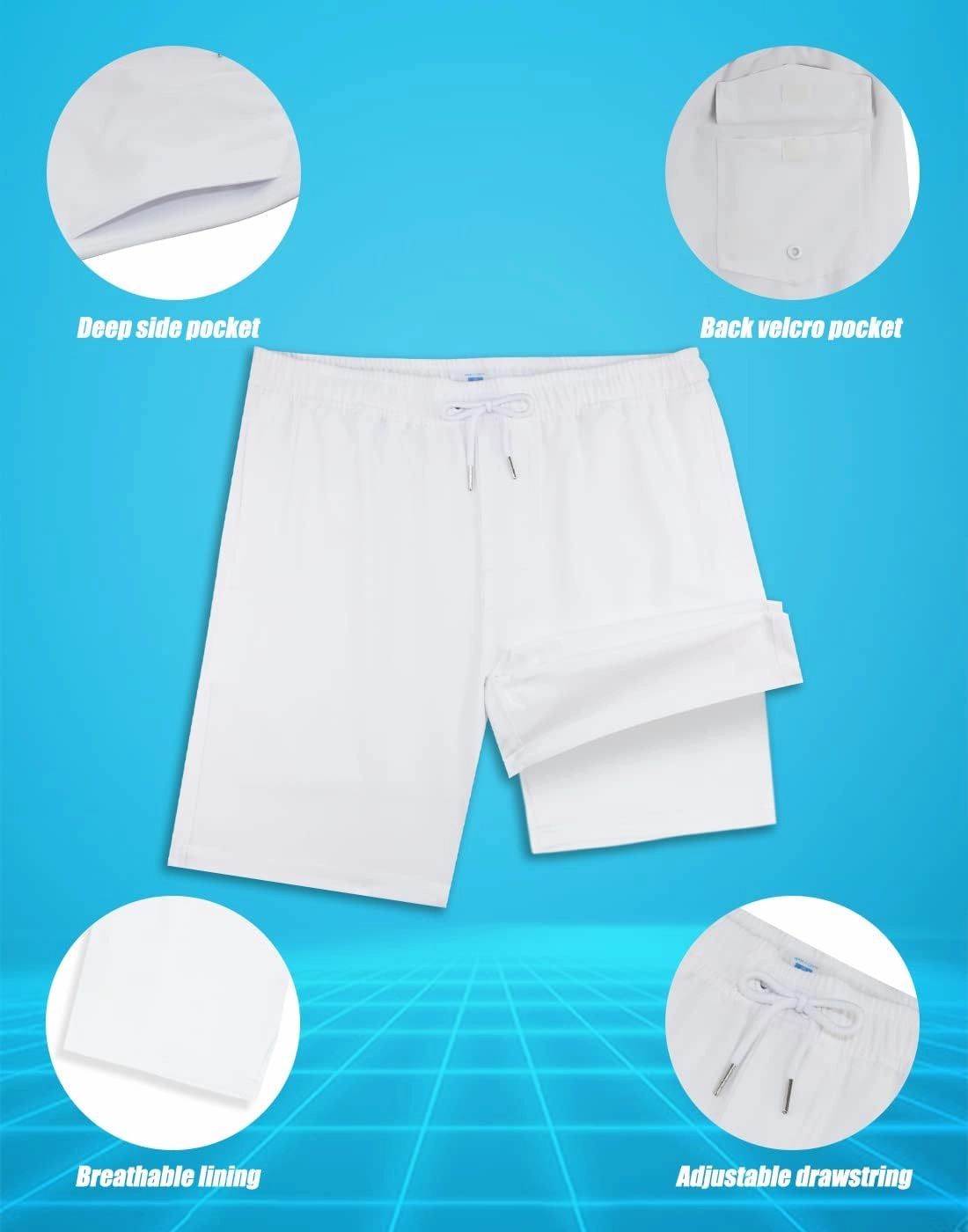 LUCOWEE Mens Swim Trunks with Compression Liner Anti Chafe Quick Dry UPF 50  Swimming Shorts 5" 7" Inseam Bathing Suit