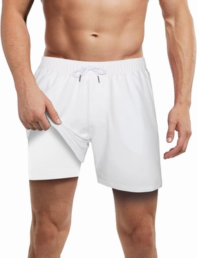 LUCOWEE Mens Swim Trunks with Compression Liner Anti Chafe Quick Dry UPF 50  Swimming Shorts 5" 7" Inseam Bathing Suit