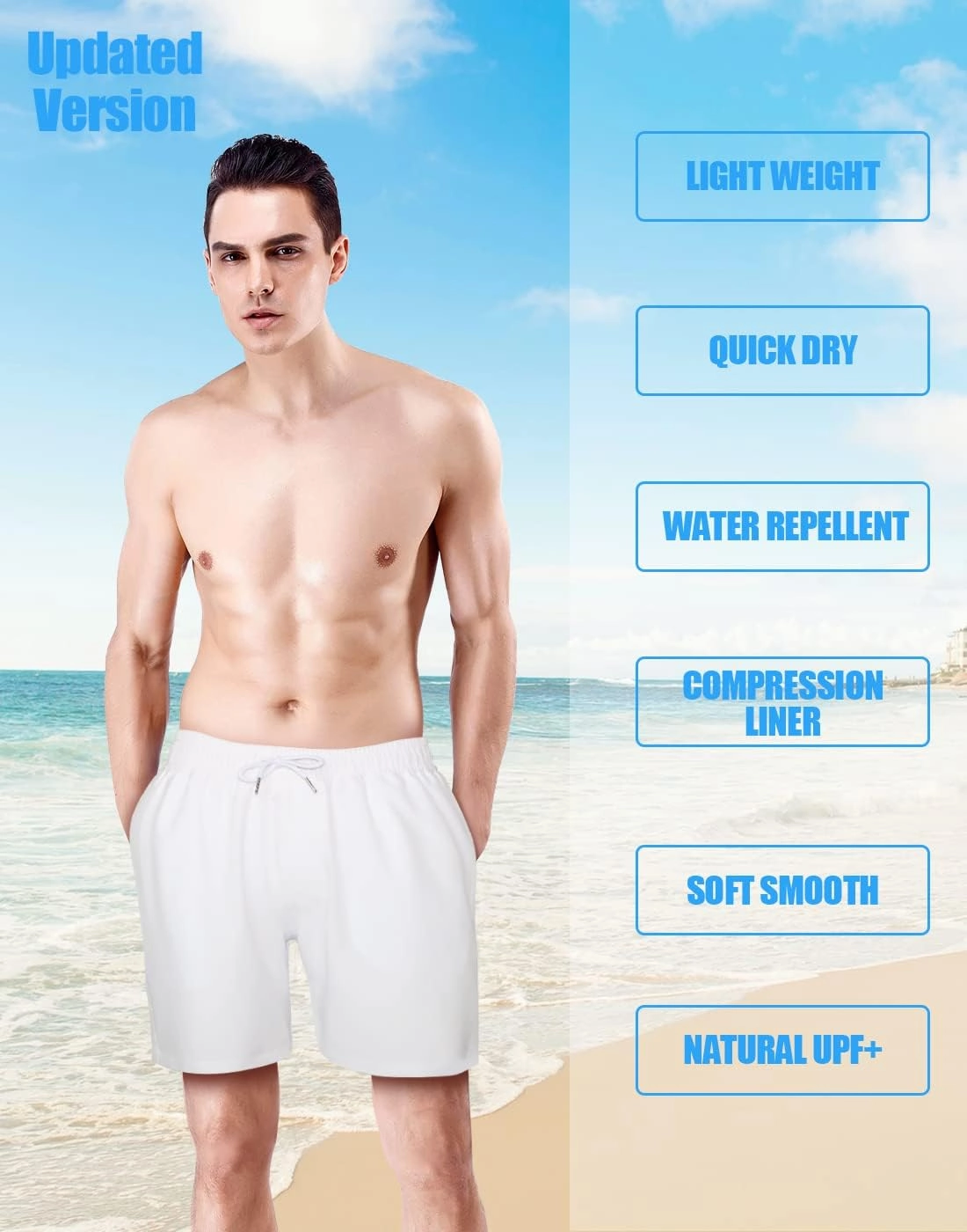 LUCOWEE Mens Swim Trunks with Compression Liner Anti Chafe Quick Dry UPF 50  Swimming Shorts 5" 7" Inseam Bathing Suit