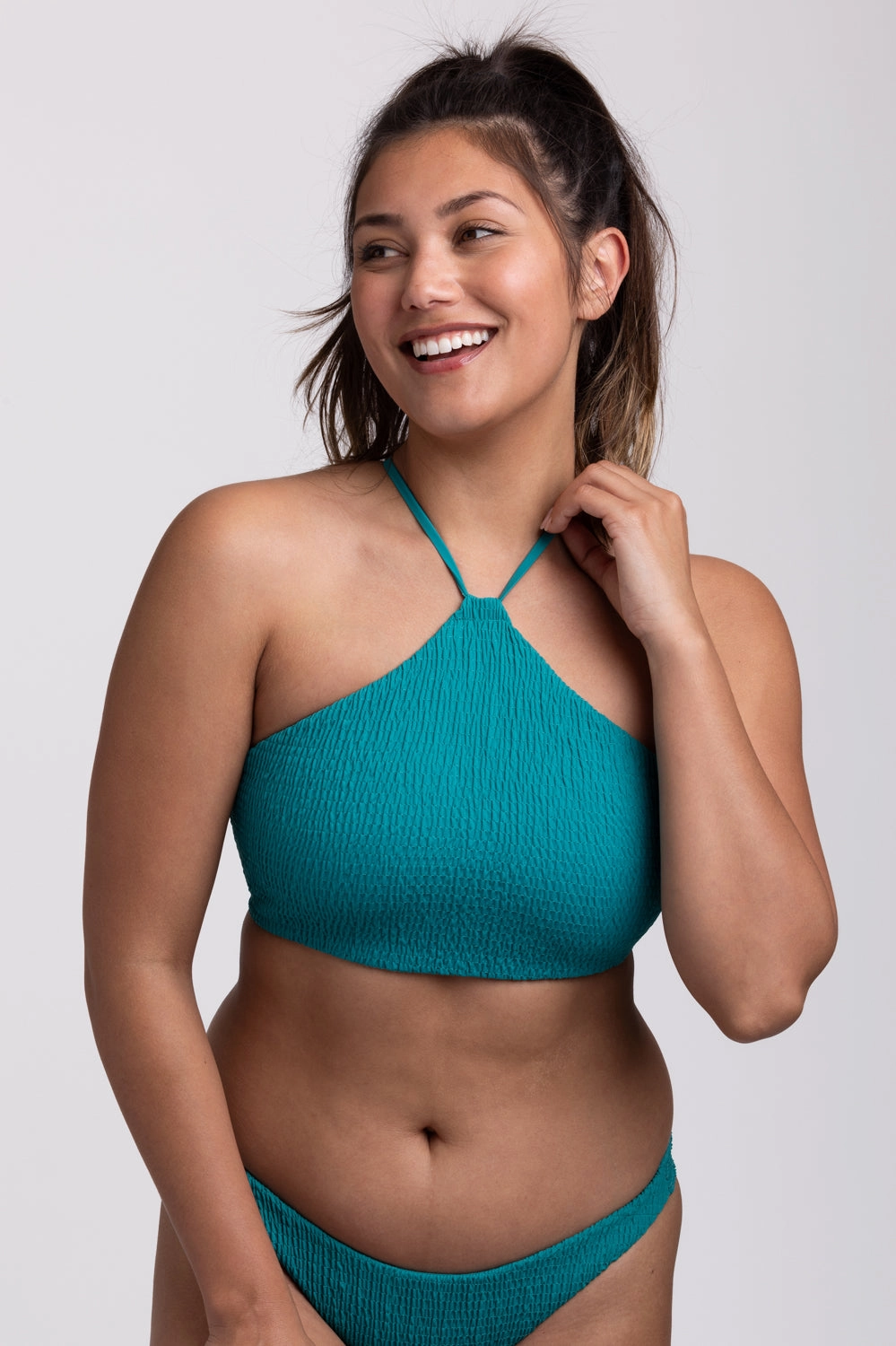 Luna Smocked Bikini Top - Palm