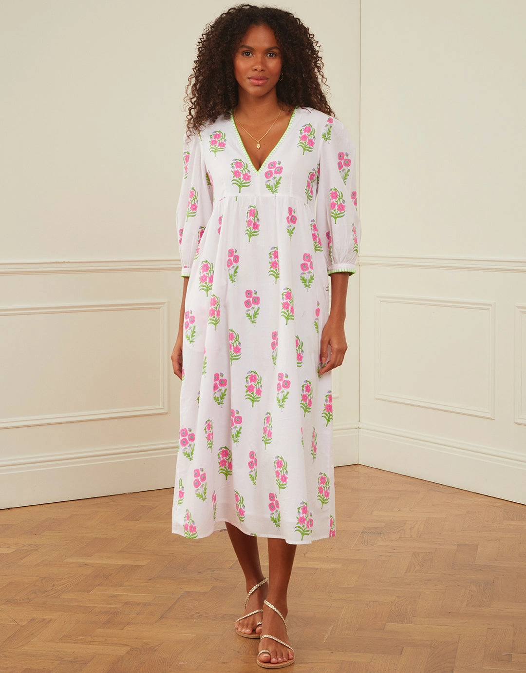 Lydia Dress - Neon Agapanthus