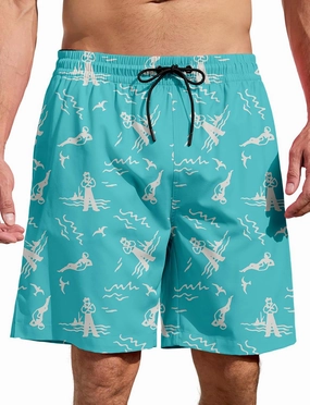 Lzzidou Men's Swim Trunks 8 Inch Inseam Mesh Lining Board Shorts Quick Dry Bathing Suit