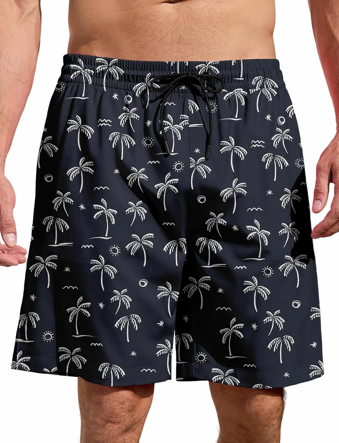 Lzzidou Men's Swim Trunks 8 Inch Inseam Mesh Lining Board Shorts Quick Dry Bathing Suit