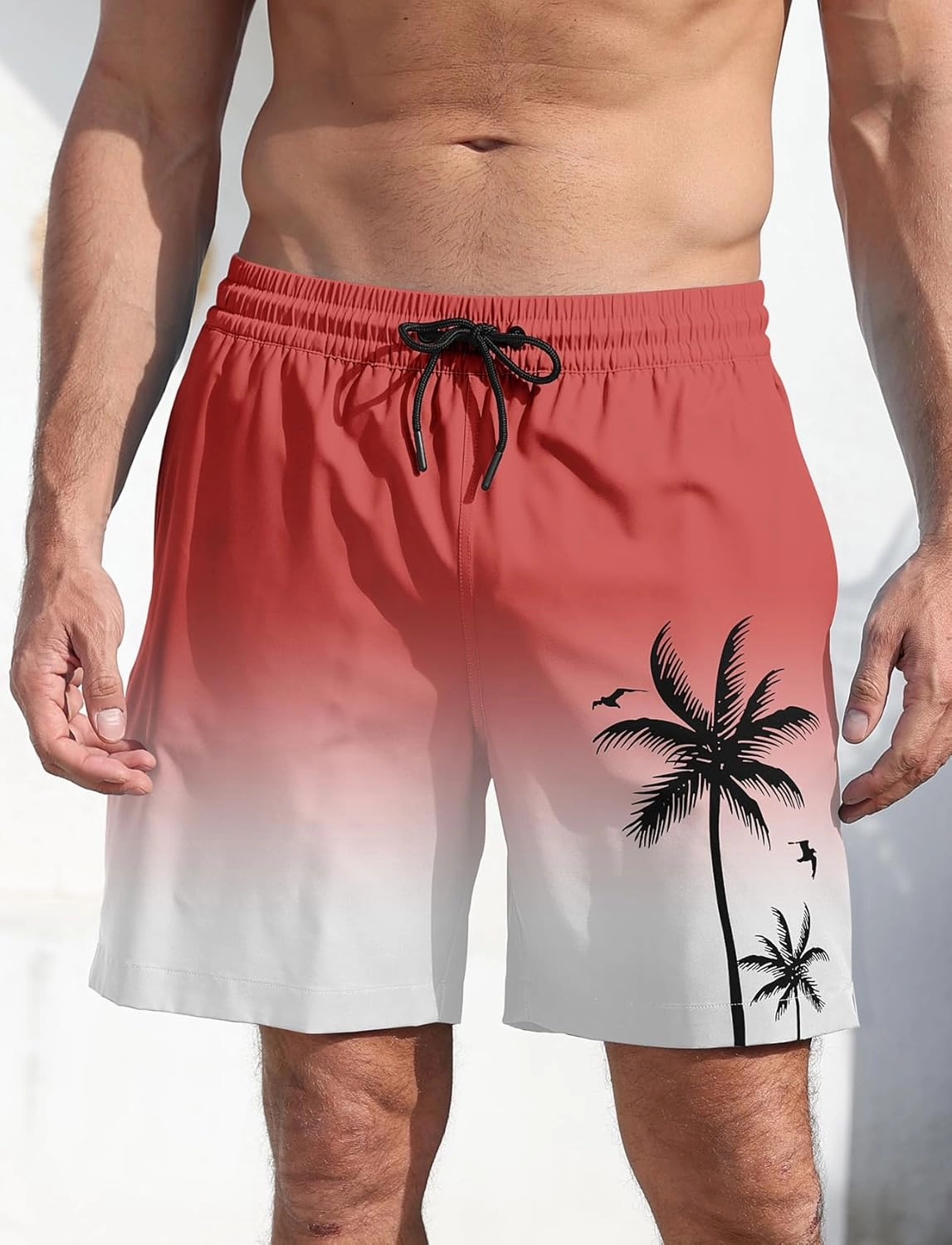 Lzzidou Men Swim Trunks with Compresssion Liner 7 Inch Inseam Board Shorts Bathing Suit with Zipper Pockets