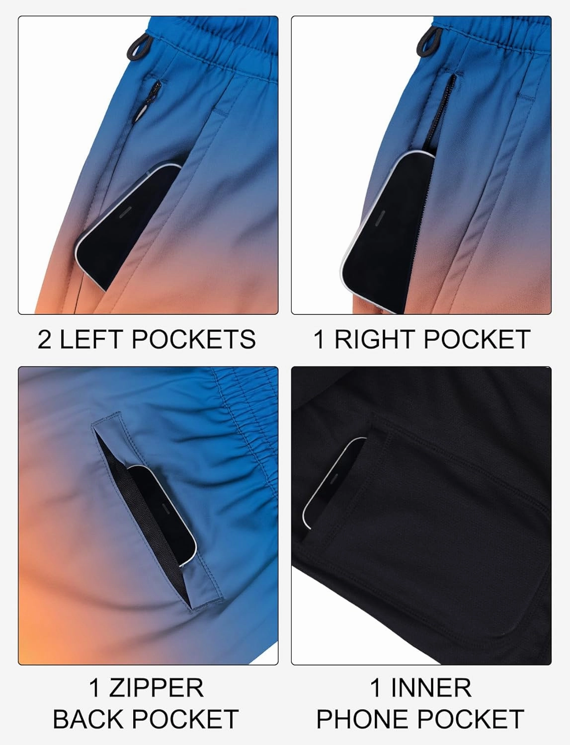 Lzzidou Men Swim Trunks with Compresssion Liner 7 Inch Inseam Board Shorts Bathing Suit with Zipper Pockets