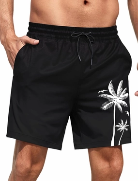 Lzzidou Men Swim Trunks with Mesh Liner 5 Inch Inseam Board Shorts Quick Dry Bathing Suit