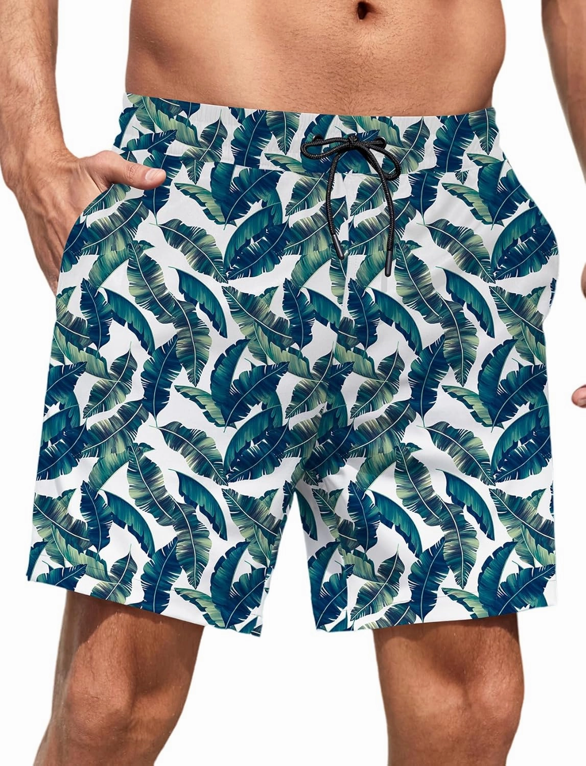 Lzzidou Men Swim Trunks with Mesh Liner 5 Inch Inseam Board Shorts Quick Dry Bathing Suit