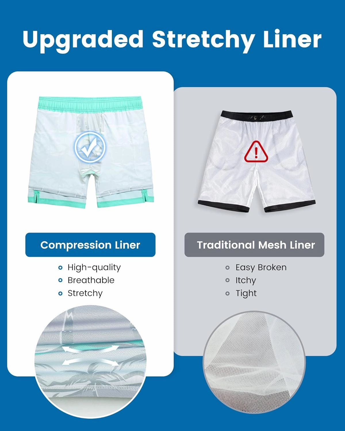 maamgic 2 in 1 Mens Swim Trunks 7 Inch Swim Shorts Swim Suits Board Shorts