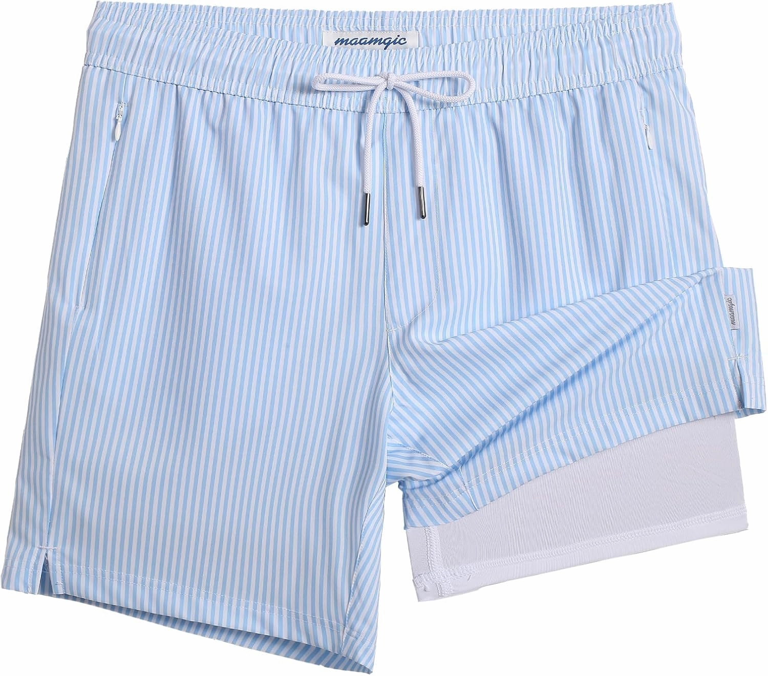 maamgic 2 in 1 Mens Swim Trunks 7 Inch Swim Shorts Swim Suits Board Shorts