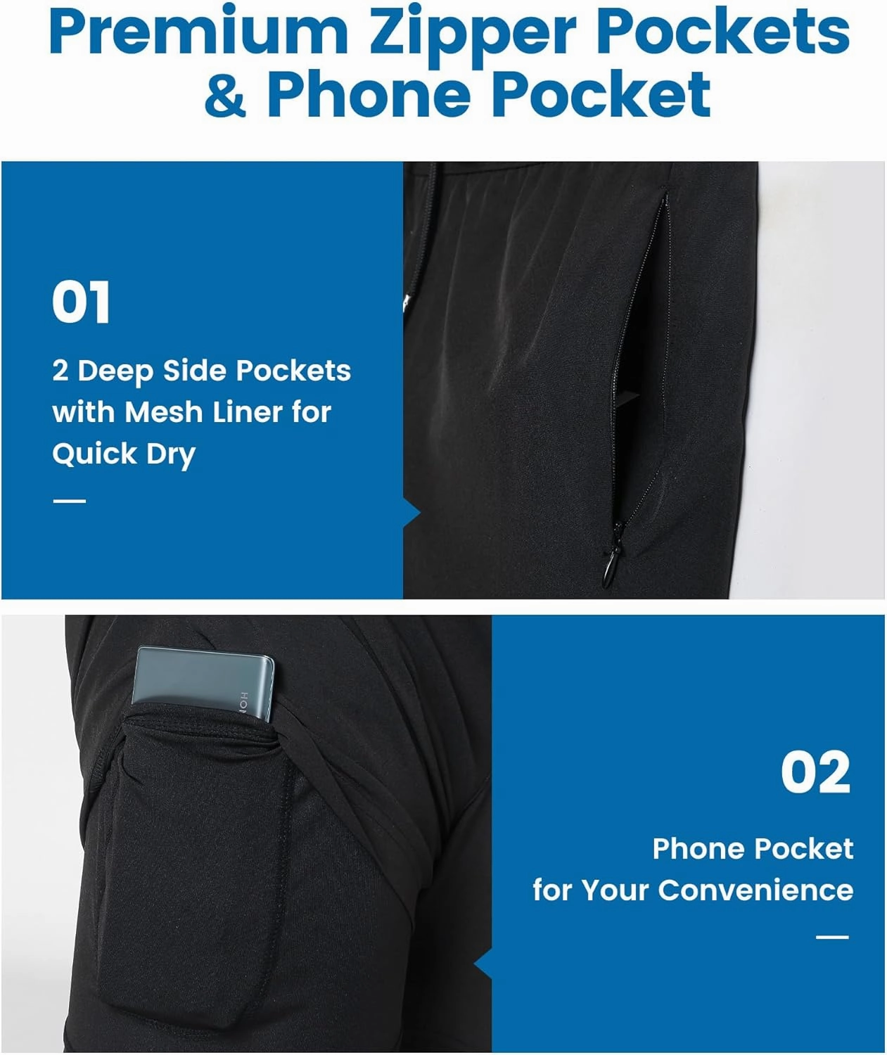 maamgic 5inch Mens Swimming Trunks with Compression Liner 2-in-1 Swim Trunks Stretch Quick Dry Swim Shorts Zipper Pockets