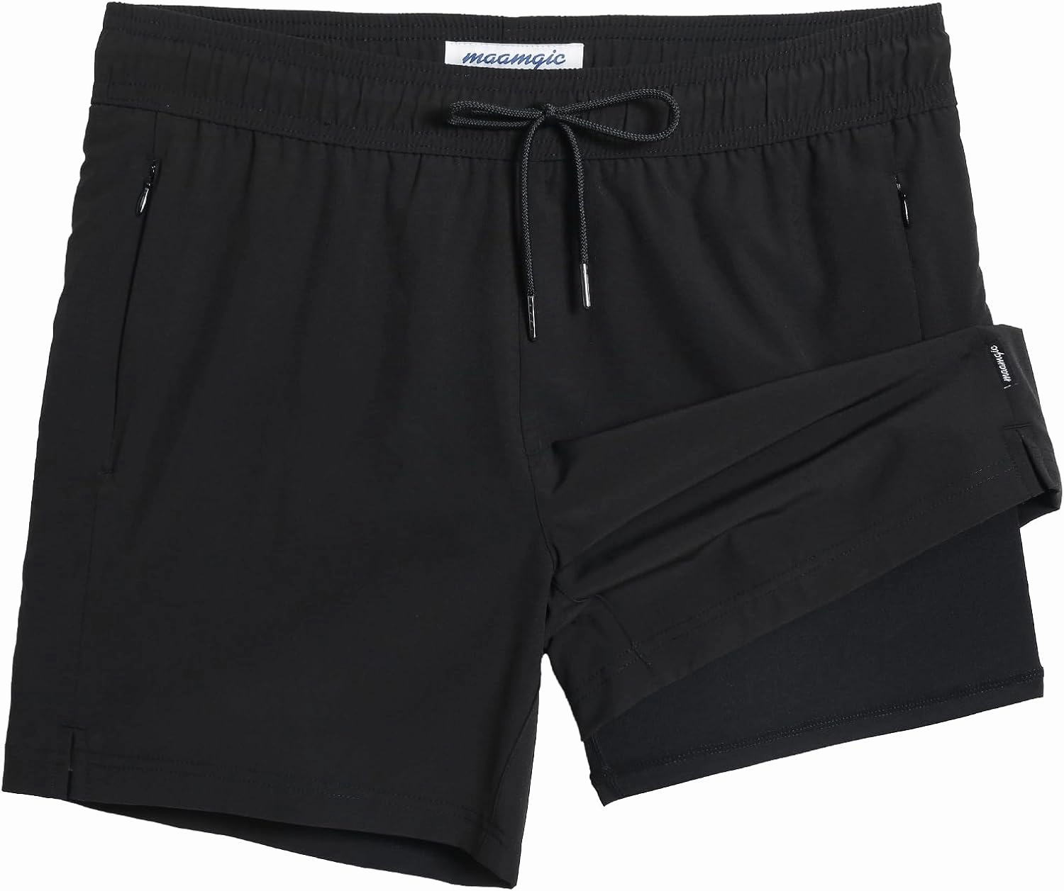 maamgic 5inch Mens Swimming Trunks with Compression Liner 2-in-1 Swim Trunks Stretch Quick Dry Swim Shorts Zipper Pockets