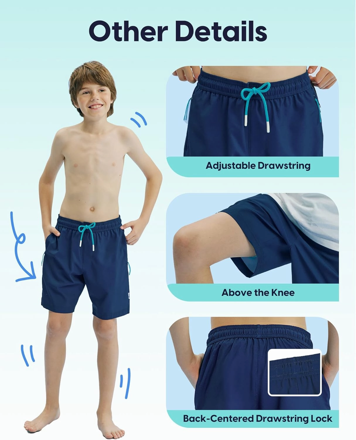 maamgic Boys Swim Trunks Compression Liner Stretch Teen Boy Swim Shorts Anti-Chafe Bathing Suits with Zipper Pockets