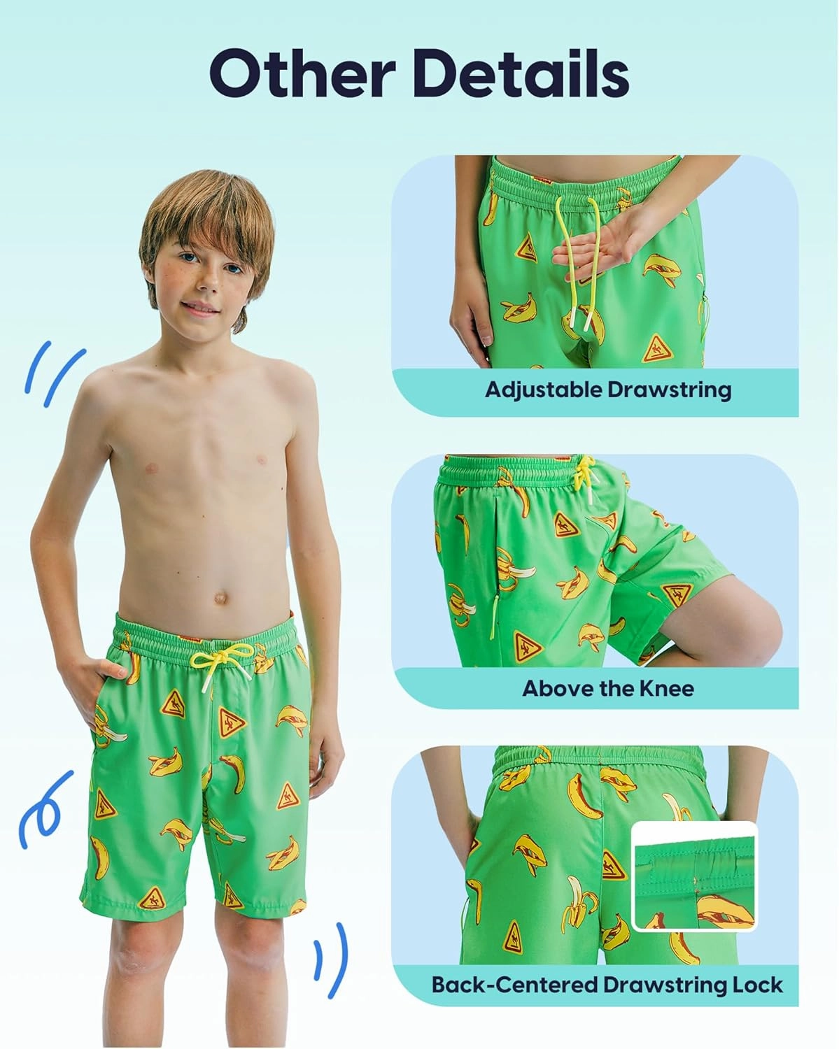 maamgic Boys Swim Trunks Compression Liner Stretch Teen Boy Swim Shorts Anti-Chafe Bathing Suits with Zipper Pockets