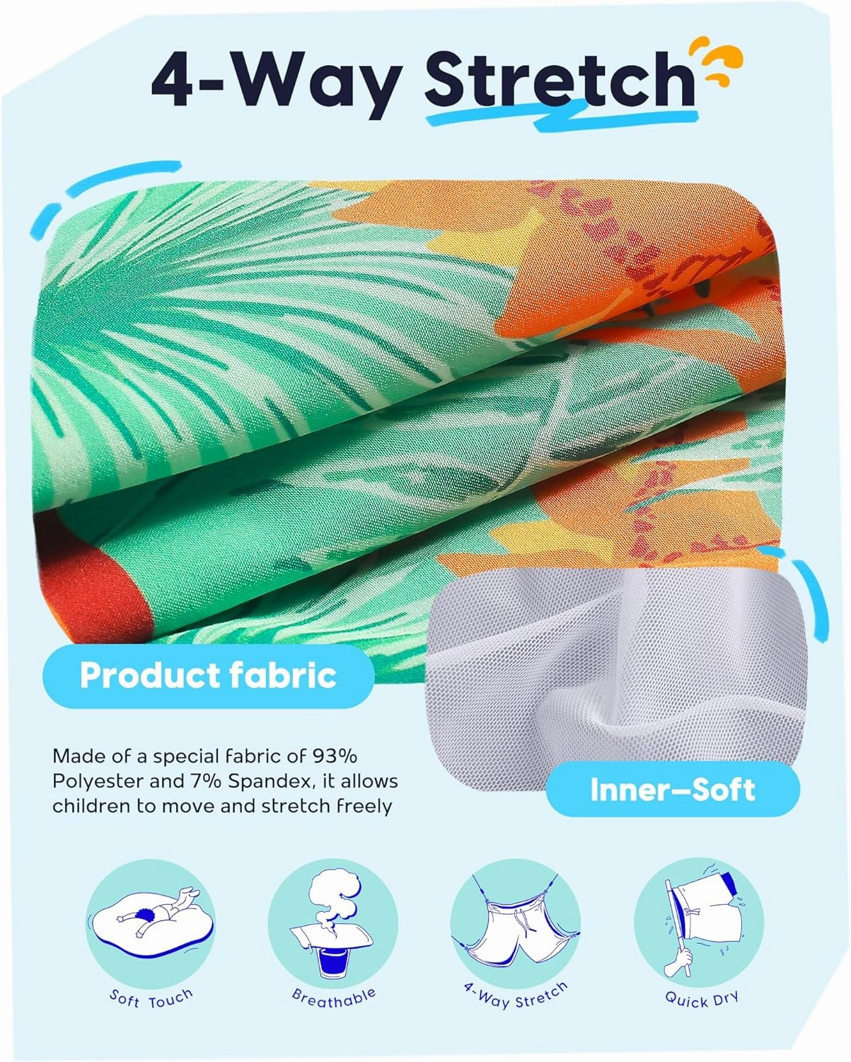 maamgic Boys Swim Trunks Stretch Quick Dry Swim Shorts Kids Bathing Suits Toddler Boy Swimsuit Swimwear