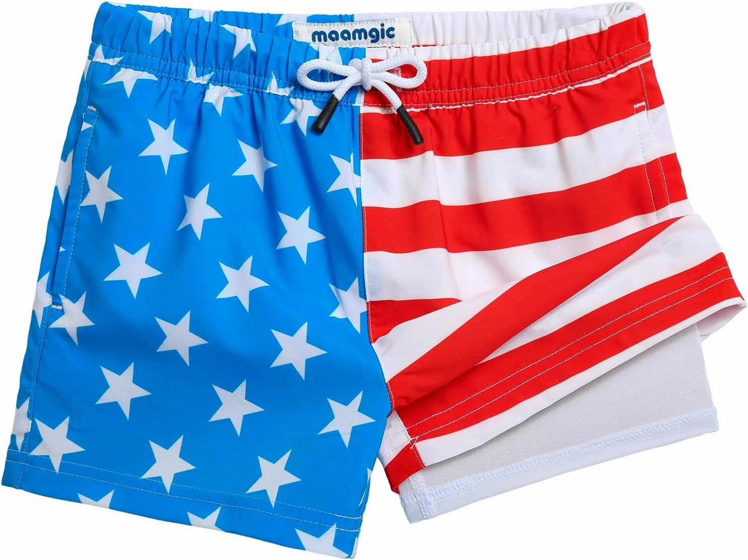 maamgic Boys Swim Trunks with Compression Liner Toddler Stretch Swim Shorts