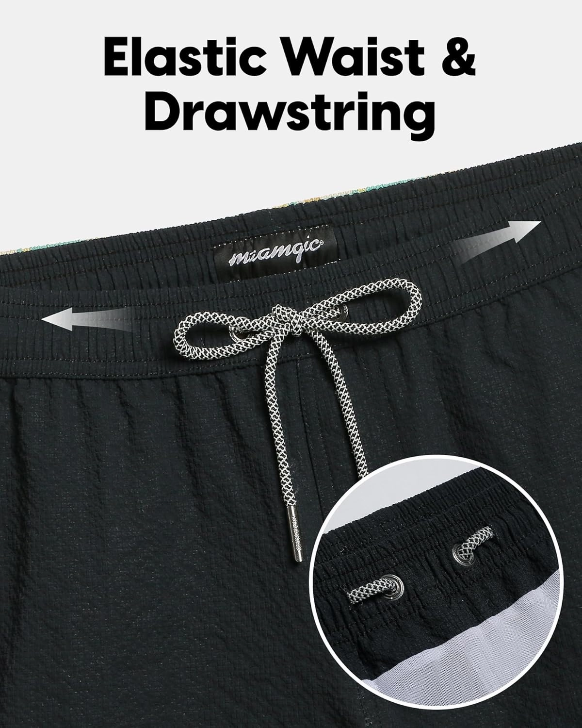maamgic Men's Swim Trunks 5.5 inch Seersucker Beach Shorts Quick Dry Bathing Suits with Mesh Liner