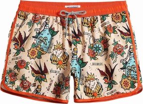 maamgic Mens Boys Short 80s 90s Vintage Swim Trunks with Mesh Lining Quick Dry Swim Suits Board Shorts