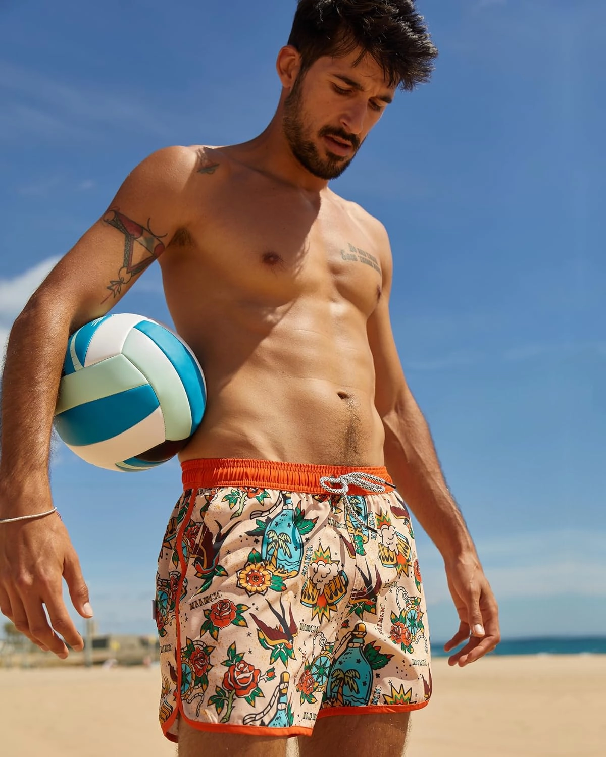 maamgic Mens Boys Short 80s 90s Vintage Swim Trunks with Mesh Lining Quick Dry Swim Suits Board Shorts