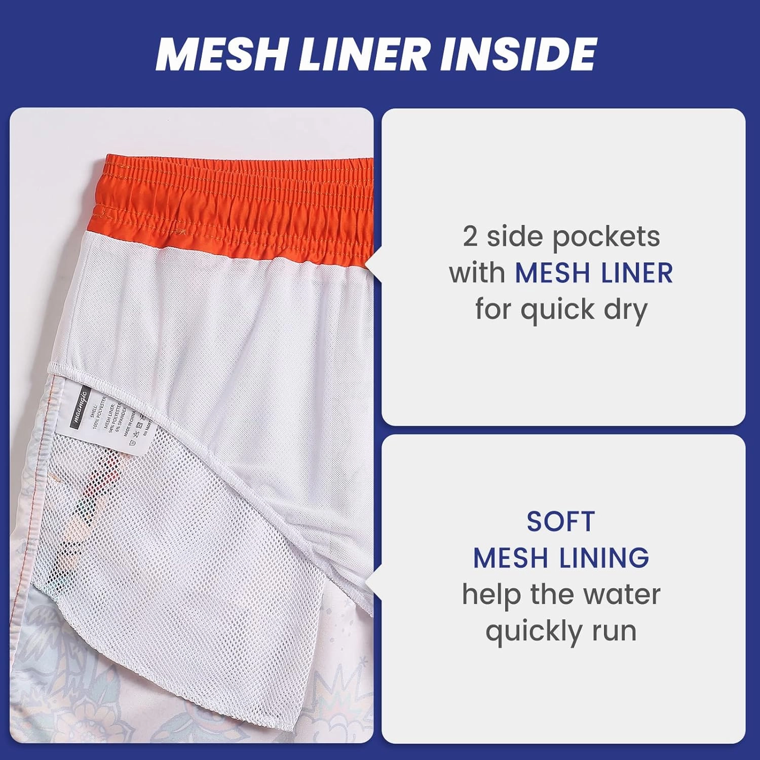 maamgic Mens Boys Short 80s 90s Vintage Swim Trunks with Mesh Lining Quick Dry Swim Suits Board Shorts