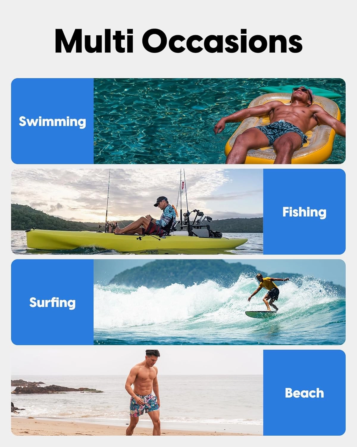 maamgic Mens Swim Trunks 5" Quick Dry Beach Shorts Stretch Swimming Trunks Shorts with Mesh Lining Zip Pockets