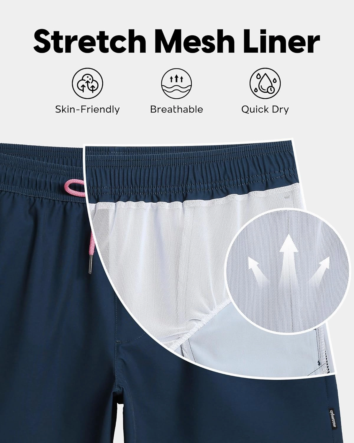 maamgic Mens Swim Trunks 5" Quick Dry Beach Shorts Stretch Swimming Trunks Shorts with Mesh Lining Zip Pockets