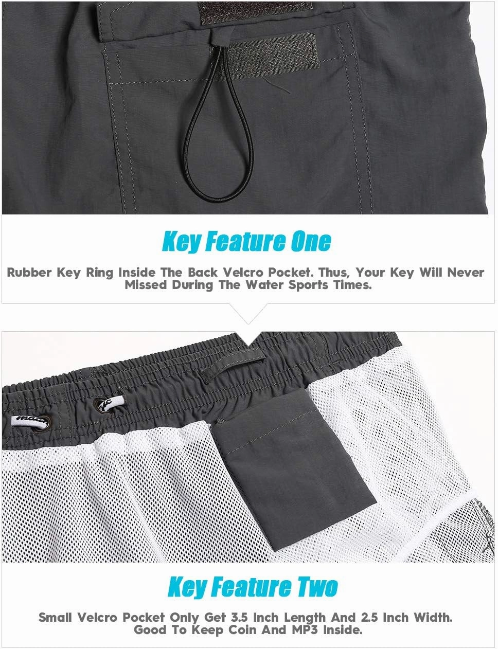 maamgic Mens Swim Trunks 5" with Mesh Lining Quick Dry Bathing Suits for Men Swim Shorts Swimwear