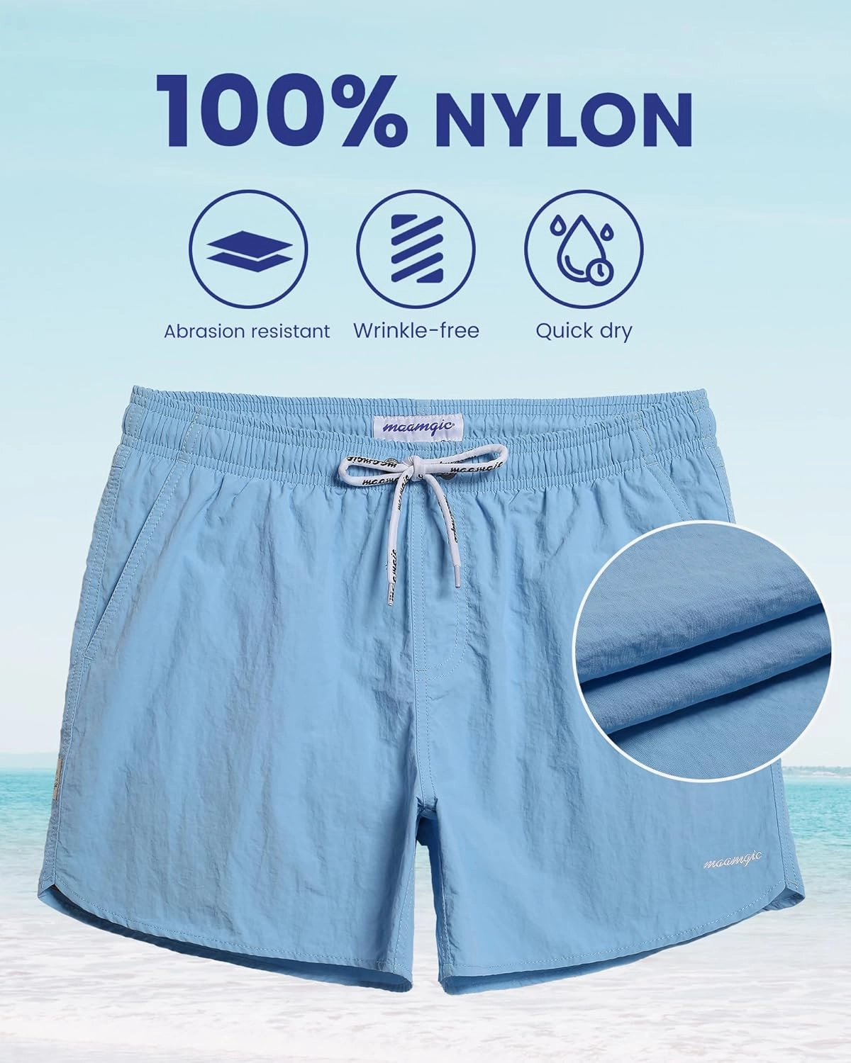 maamgic Mens Swim Trunks 5" with Mesh Lining Quick Dry Bathing Suits for Men Swim Shorts Swimwear