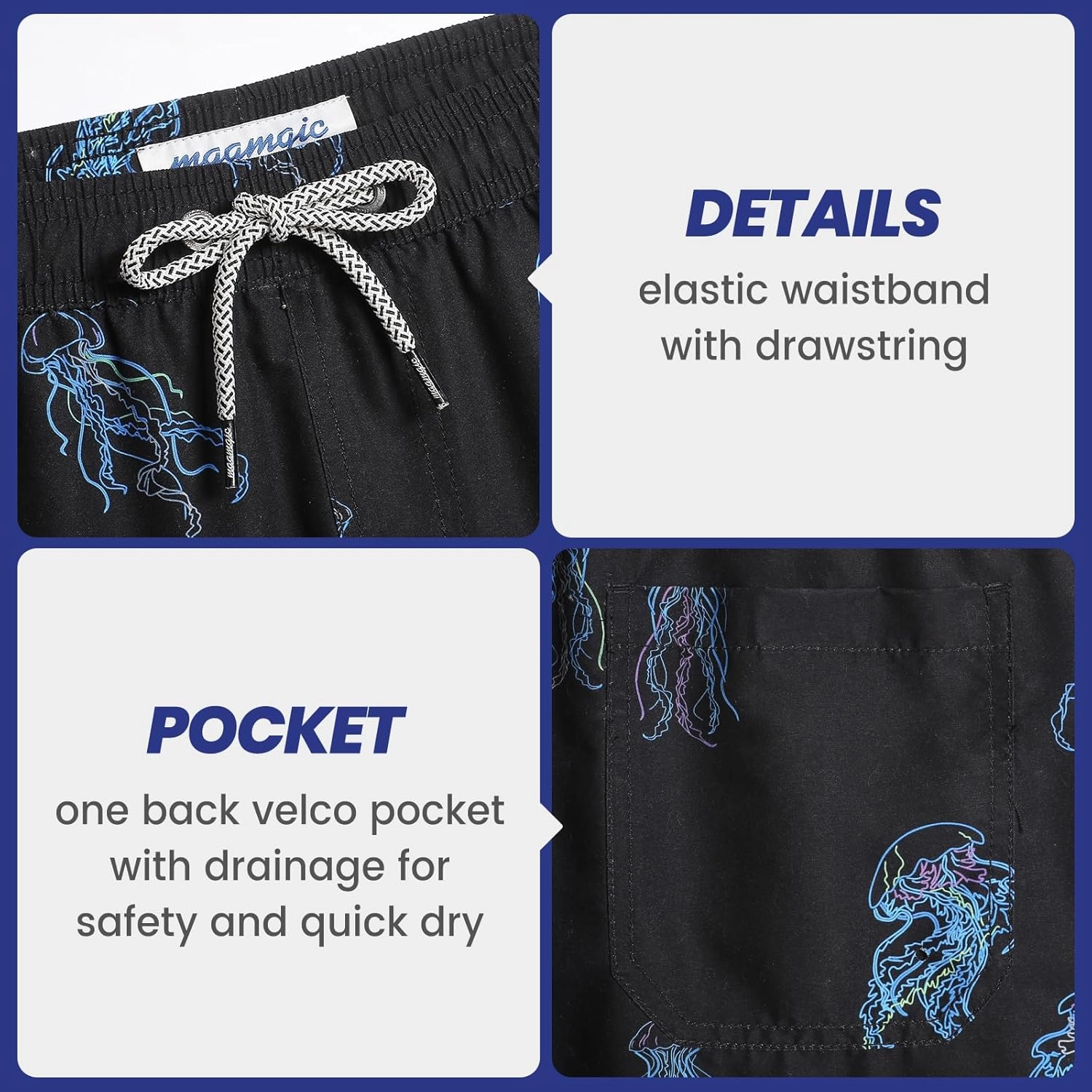 maamgic Mens Swim Trunks 5" with Mesh Lining Quick Dry Bathing Suits for Men Swim Shorts Swimwear